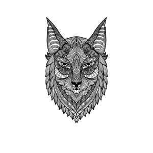 狐狸 zentangle风格 绕线画 黑白线稿 动物 线描