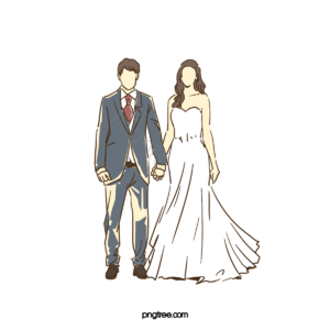 彩色 浪漫 手绘 新人 甜蜜 结婚 庆典 微笑
