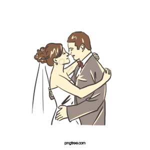 卡通 拥抱 新郎 新娘 婚礼 婚纱 人物 情侣