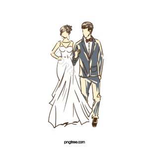 手绘 人物 插图 婚礼 新人 爱情 甜蜜 新娘