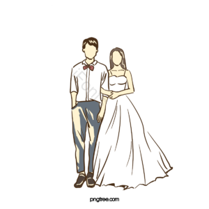 彩色 漫画 婚纱 人物 唯美 幸福 新人 手绘