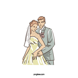 卡通 手绘 甜蜜 新人 情侣 插画 爱情 结婚