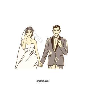 卡通 手绘 情侣 婚礼 婚纱 甜蜜 结婚 情人节