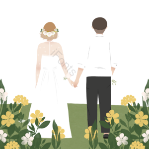 新人 新郎 新娘 情侣 花 结婚 婚纱 清新