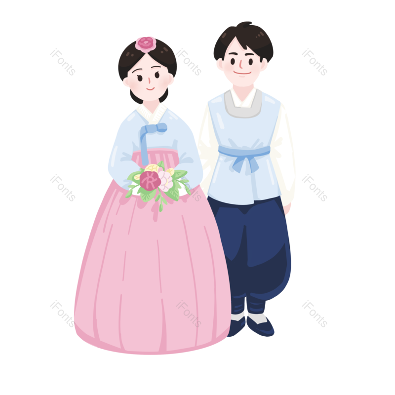 卡通图片,清新元素,捧花PNG,韩国免抠素材