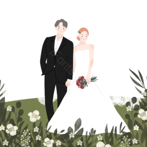 结婚 新人 情侣 婚礼 草坪 花 云 清新