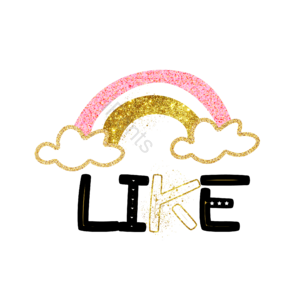 星星 闪耀 洒金 金边 卡通字体 粉色 彩虹 云朵