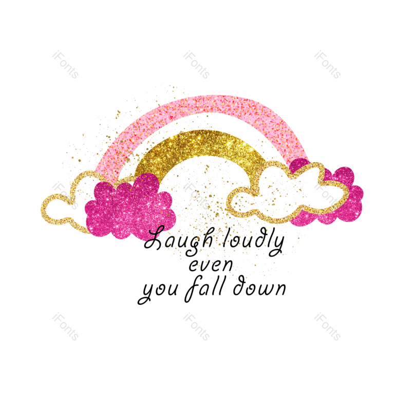 少女风图片,金箔纸元素,彩虹PNG,云朵免抠素材