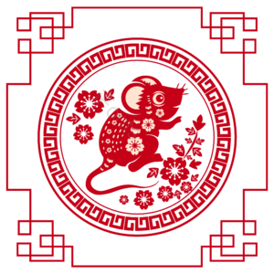 红色 剪纸 老鼠 鼠年新年头像框 剪纸装饰风格 和风装饰 空洞化 喜庆的
