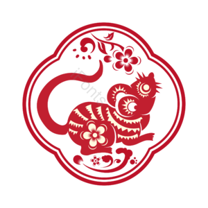 红色 剪纸 老鼠 剪纸装饰风格 鼠年新年头像框 图形 空心十二生肖 动画片