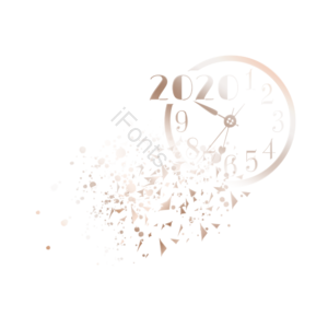 2020年 新年年味 时钟 跨越新旧 金粉粉末 分段 时间 金色