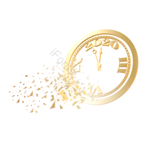 2020年 时钟 新年年味 金色 金粉粉末 分段 立体 时间