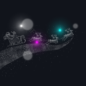 手绘 满天星 滑雪橇 圣诞老人 圣诞节 雪橇 雪橇车 新年