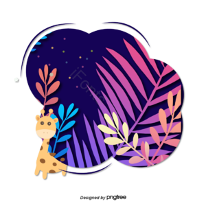 绿色 植被 不规则形状 蓝色 植物 有创意的 长颈鹿 叶子矢量