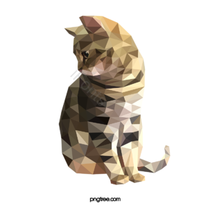 猫 动物 多边形 矢量 坐姿 色块 写实