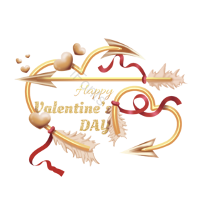 心形 幸福 箭头 飘带 丝带 金色 手绘 卡通