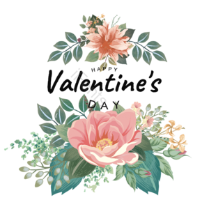 情人节 插图 水彩画 树枝和树叶 笔迹 玫瑰 柔软苍白 花体