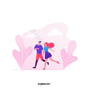 ui 情侣 奔跑 手绘 插画 人物 约会 情人