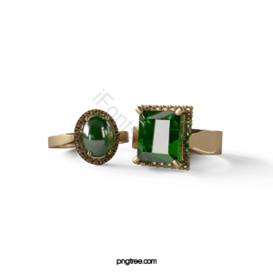 复古的 翠 环 金属的 3d 奢华 金 绿色