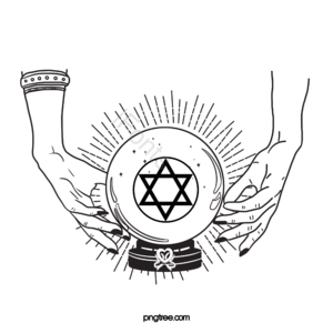 水晶球 占卜 手绘 神秘 未知 神奇 手 黑白