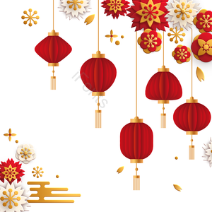 新年 中国 春节 年 立体视觉 红色 庆祝快乐 灯笼