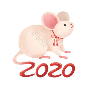 老鼠 2020 鼠年 新年 生肖 手绘 卡通 可爱
