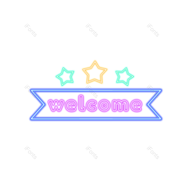 卡通图片,欢迎光临元素,霓虹灯PNG,紫色免抠素材