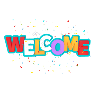 welcome字体设计 welcome 艺术字 立体字 彩色字体 缤纷碎片 彩带 欢迎