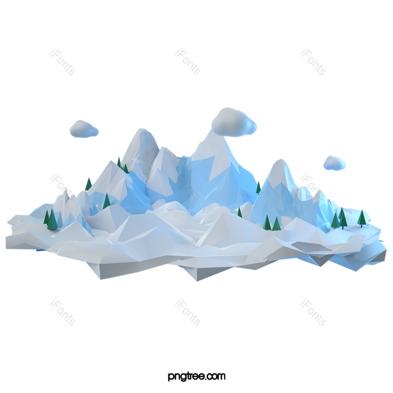 雪山图片,立体元素,蓝色PNG,免抠素材