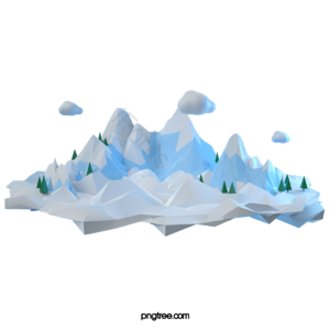 雪山 山峰山脉 蓝色 低多边形 云 苍白 立体 云剪贴画