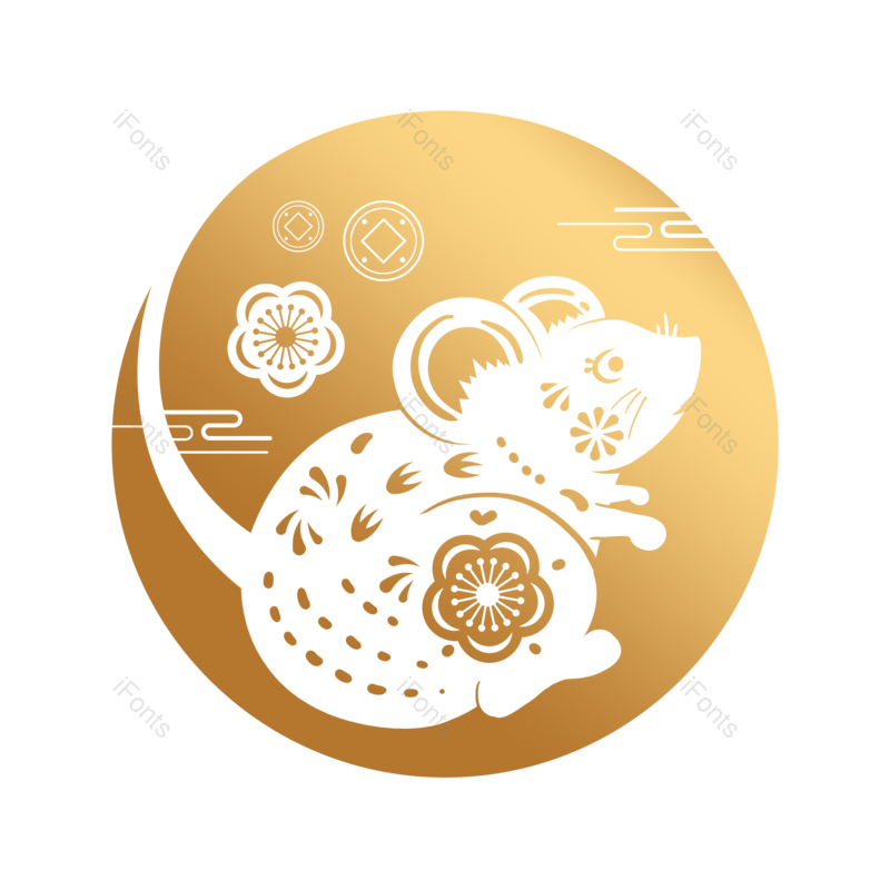 祥云图片,图案元素,老鼠PNG,可爱免抠素材