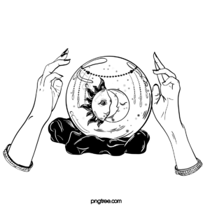 摆设 占卜 玻璃球 水晶球 线稿 黑白 手绘 太阳月亮