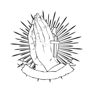 手绘竽 两只手在一起 祈求 主 手势动作 耶稣受难日 手剪贴画 绘制的剪贴画