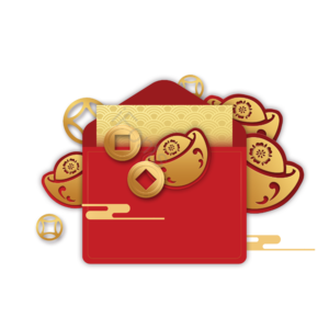 新年 幸福的 红包 铸锭 硬币 祥云 涟漪 装饰
