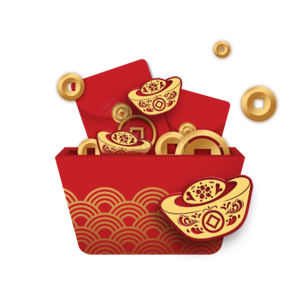 鼠年 新年 春节 幸运钱 红包 铸锭 硬币 祥云