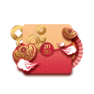 简单的 壮丽的 镀金 祝福 红包 新年 祥云 新年