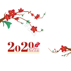 中国 新年 红色 绿色 花 叶 科 2020年农历新年