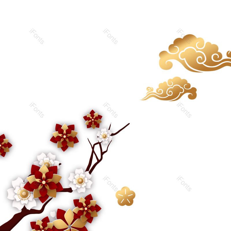 节日图片,中国元素,白色PNG,花瓣免抠素材