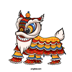 狮子舞 度佳节 新年年味 喜庆的 中国风青山绿水 动画片 彩色绚丽 狮子剪贴画