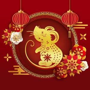 老鼠 鼠 灯笼 梅花 恩 剪纸 中国红 2020年