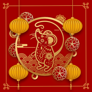 鼠年 鼠 老鼠 中国红 红色 金色的 庆祝 喜庆的