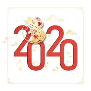 2020年 字体 鼠年新年头像框 和风装饰 主题 传统的 祥云 动画片