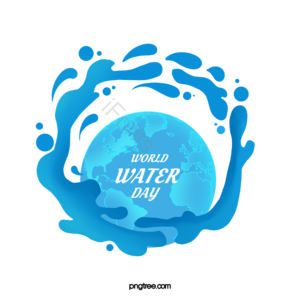世界水日 蓝色 环绕 水滴 地球 卡通 省水 水球