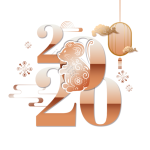 手绘竽 金鼠 祝福 2020年 动画片 新年年味 老鼠 传统的