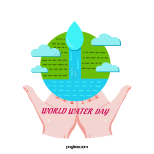 卡通 手掌 世界水日 水滴 捧着 环保 节约用水 水日