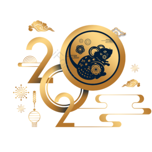 手绘竽 金鼠 祝福 2020年 动画片 新年年味 老鼠 传统的