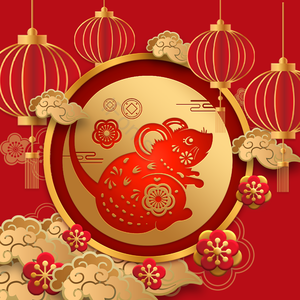 手绘竽 金鼠 祝福 2020年 动画片 新年年味 老鼠 传统的