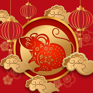 手绘竽 金鼠 祝福 2020年 动画片 新年年味 老鼠 传统的