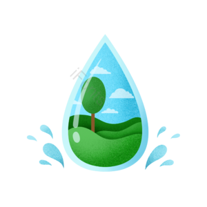 世界水日 水珠水圈 有创意的 森林 环保保护环境 绿色 节约用水 蓝色