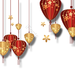 新年 红金 灯笼 精美 图案 剪纸 红色 鼠年